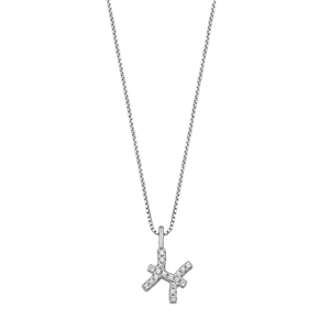 Silver CZ Zodiac Necklace - Pisces