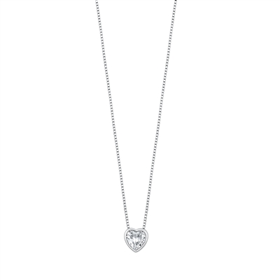 Silver CZ Necklace - Heart