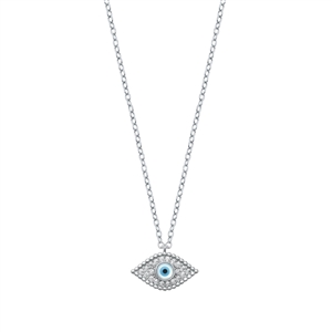 Silver CZ Necklace - Evil Eye