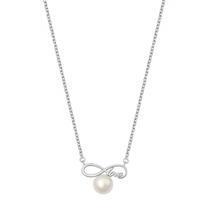 Silver Pearl Necklace - Infinity Love