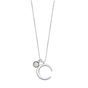 Silver Stone Necklace - Moon