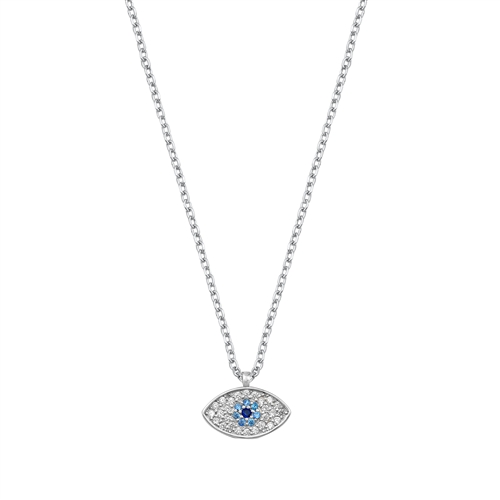 Silver CZ Necklace - Evil Eye