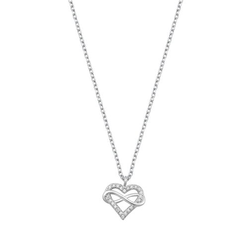 Silver CZ Necklace - Heart