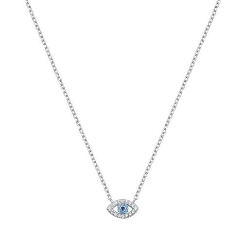 Silver CZ Necklace - Evil Eye