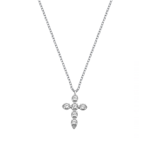 Silver CZ Necklace - Cross