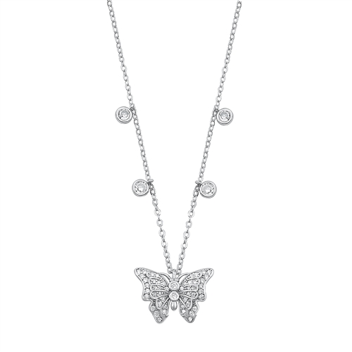 Silver CZ Necklace - Butterfly