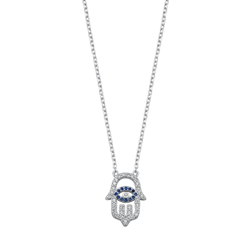 Silver CZ Necklace - Hamsa