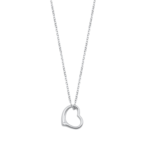 Silver CZ Necklace - Heart