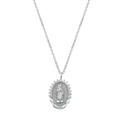 Silver CZ Necklace - Virgin Mary