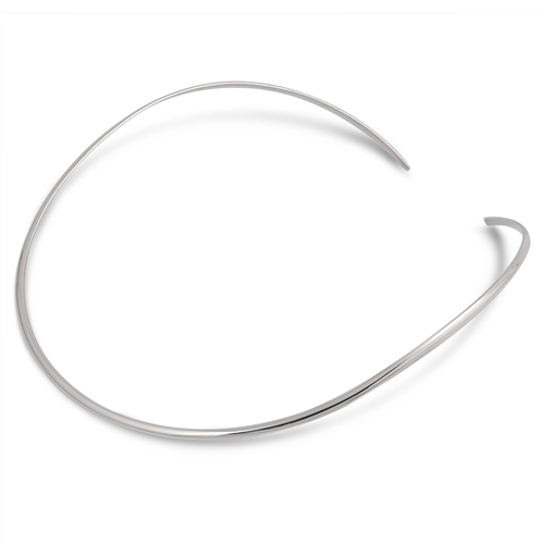 Silver Choker Necklace - Rounded Flat