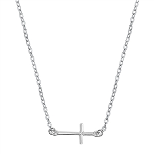 Silver Italian Necklace - Sideways Cross