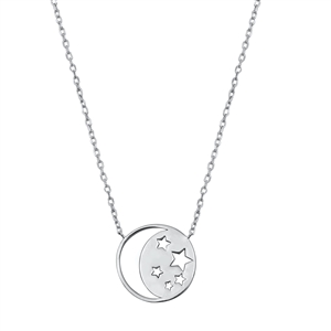 Silver Necklace - Moon and Stars