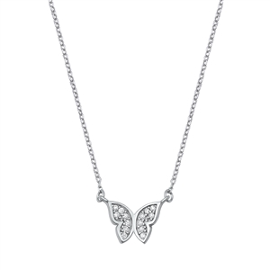 Silver CZ Necklace - Butterfly