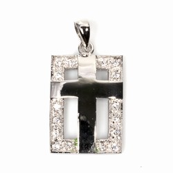 Silver CZ Pendant - Cross