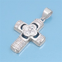 Silver Cross Pendant w/ CZ