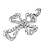 Silver CZ Pendant - Cross