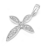 Silver Cross Pendant w/ CZ