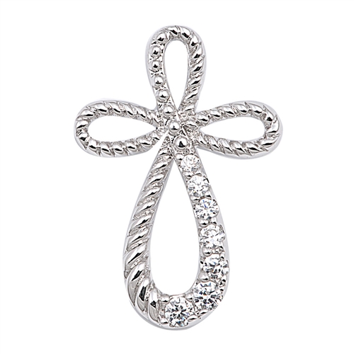 Silver Cross Pendant w/ CZ