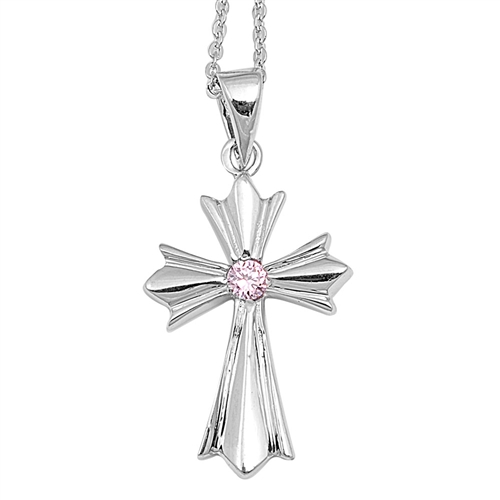 Silver Cross Pendant w/ CZ