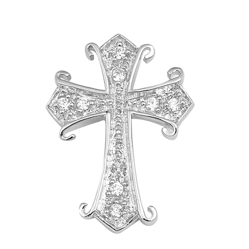 Silver Cross Pendant w/ CZ