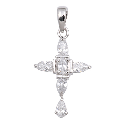 Silver Cross Pendant w/ CZ