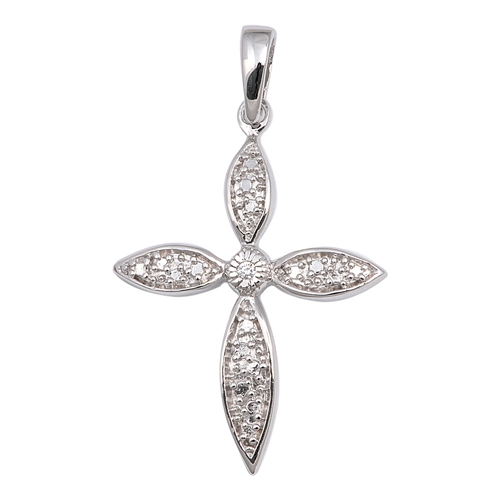 Silver Cross Pendant w/ CZ