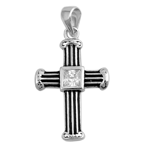 Silver Cross Pendant w/ CZ