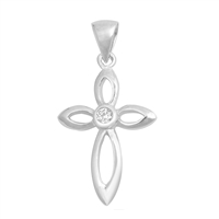 Silver CZ Pendant - Cross