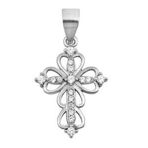 Silver Cross Pendant W/ CZ