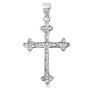 Silver CZ Pendant - Cross