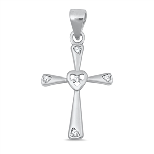 Silver CZ Pendant - Cross