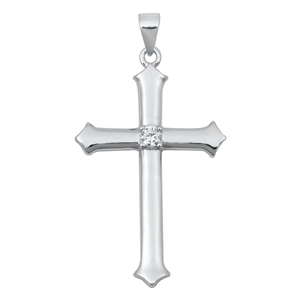 Silver CZ Pendant - Cross