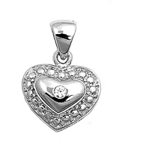 Silver Heart Pendant w/ CZ