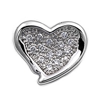 Silver CZ Pendant - Heart