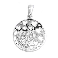 Silver CZ Pendant - Heart