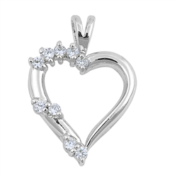 Silver CZ Pendant - Heart