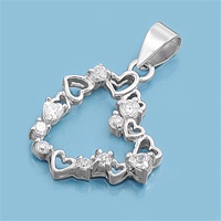 Silver CZ Pendant - Heart