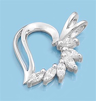 Silver CZ Pendant - Heart