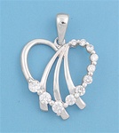 Silver CZ Pendant - Heart