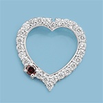 Silver CZ Pendant - Heart