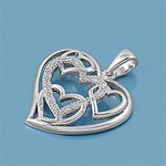 Silver CZ Pendant - Heart