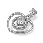 Silver CZ Pendant - Heart