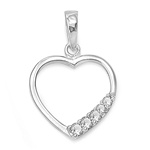 Silver Heart Pendant w/ CZ