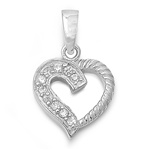 Silver Heart Pendant w/ CZ