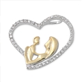 Silver Pendant W/ CZ - Mother & Child Heart