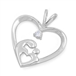 Silver Pendant W/ CZ - Mother & Child Heart