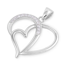 Silver Pendant W/ CZ - Heart