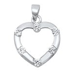 Silver Heart Pendant W/ CZ