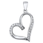 Silver Heart Pendant W/ CZ