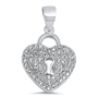 Silver Pendant W/ CZ - Heart Lock